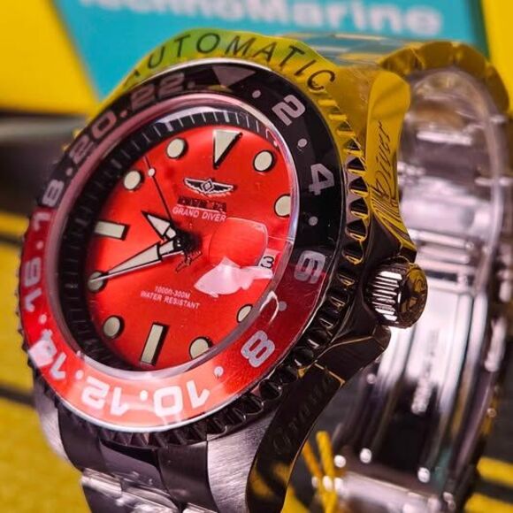 Invicta Grand Diver Automatic Watch – Red Dial / Stainless Steel 300M WR - Picture 8 of 8